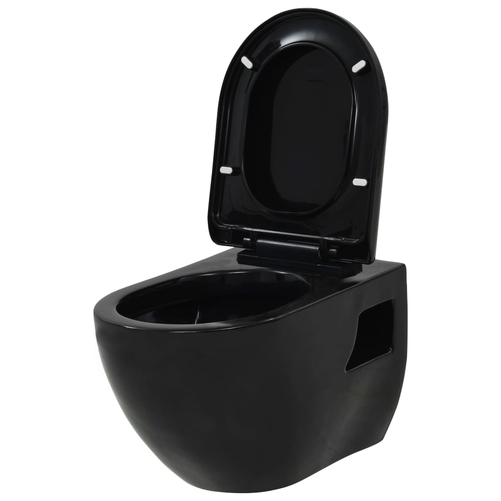 Sanita de pendurar na parede com cisterna oculta cerâmica preto