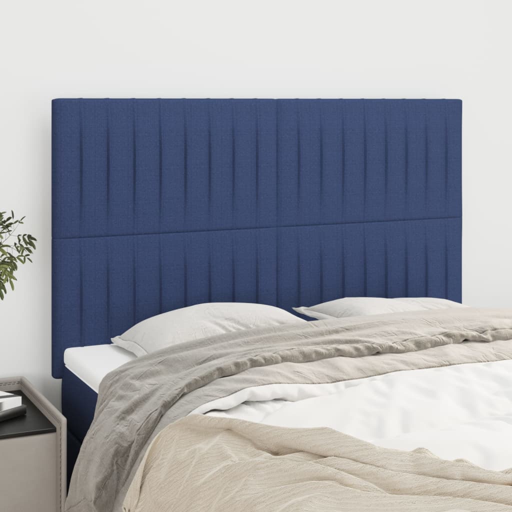 Cabeceira azul 144x5x118/128 cm tecido
