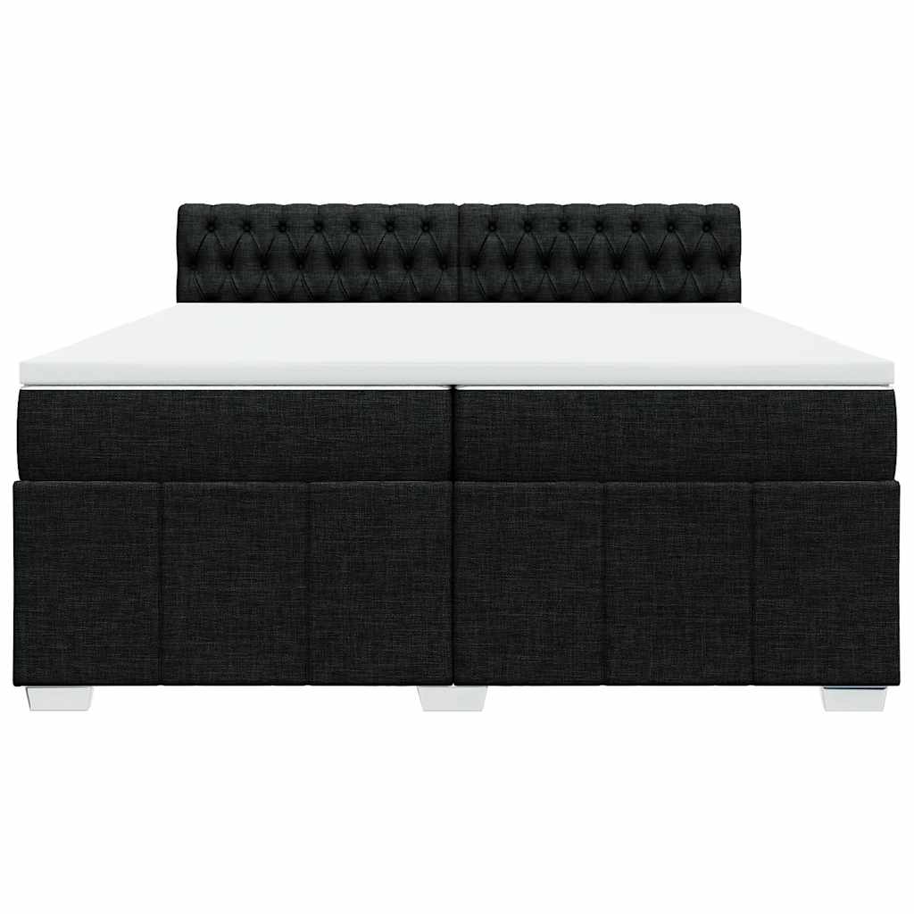 Cama com molas/colchão 200x200 cm tecido preto