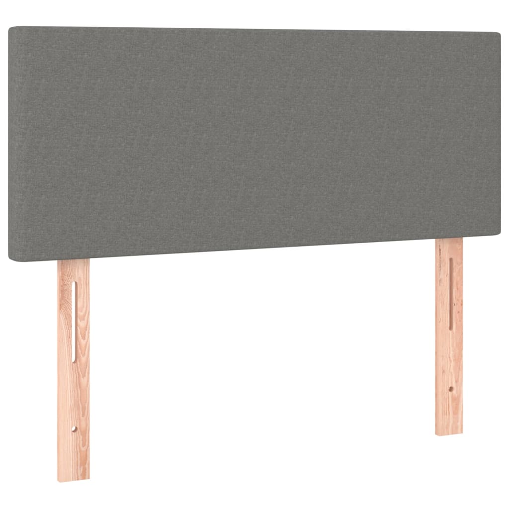 Cabeceira de cama c/ luzes LED tecido 90x5x78/88cm cinza-escuro