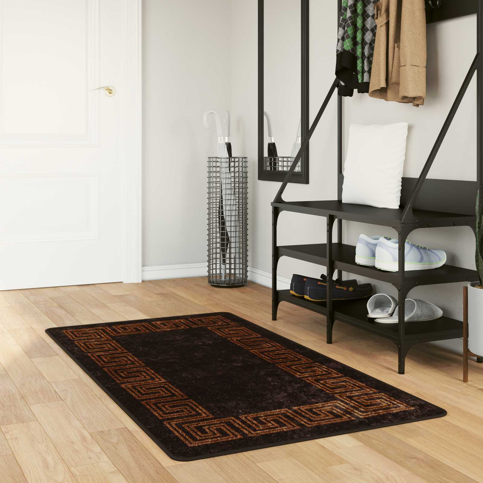 Passadeira marsa preto 100 x 200 cm poliéster e PVC