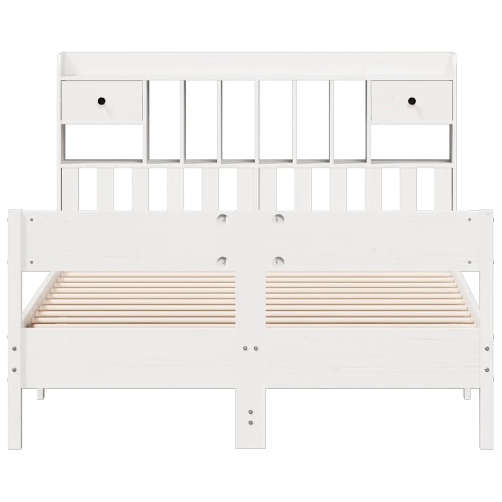 Cama com estante sem colchão 140x200 cm pinho maciço branco
