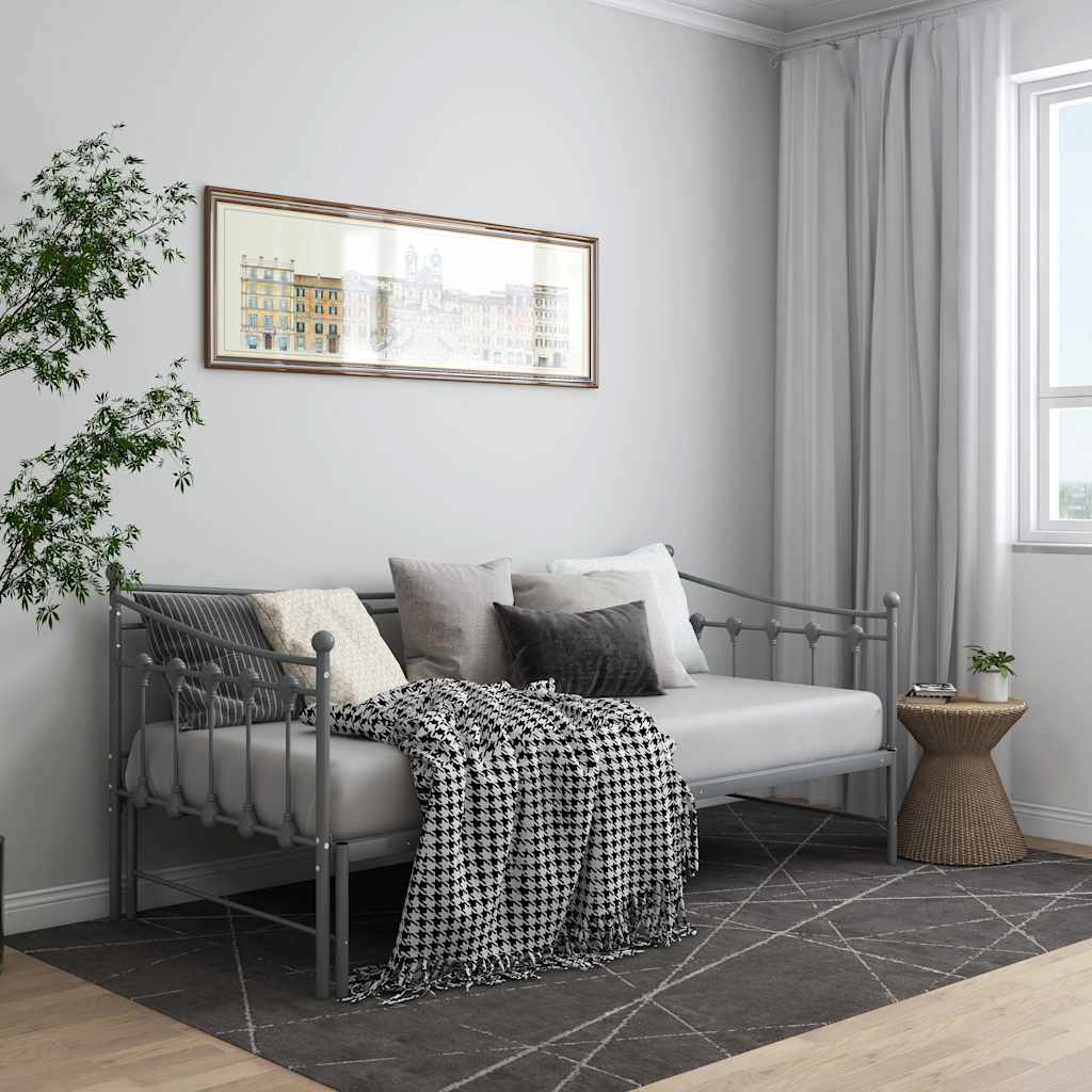 Estrutura sofá-cama de puxar 90x200 cm metal cinzento
