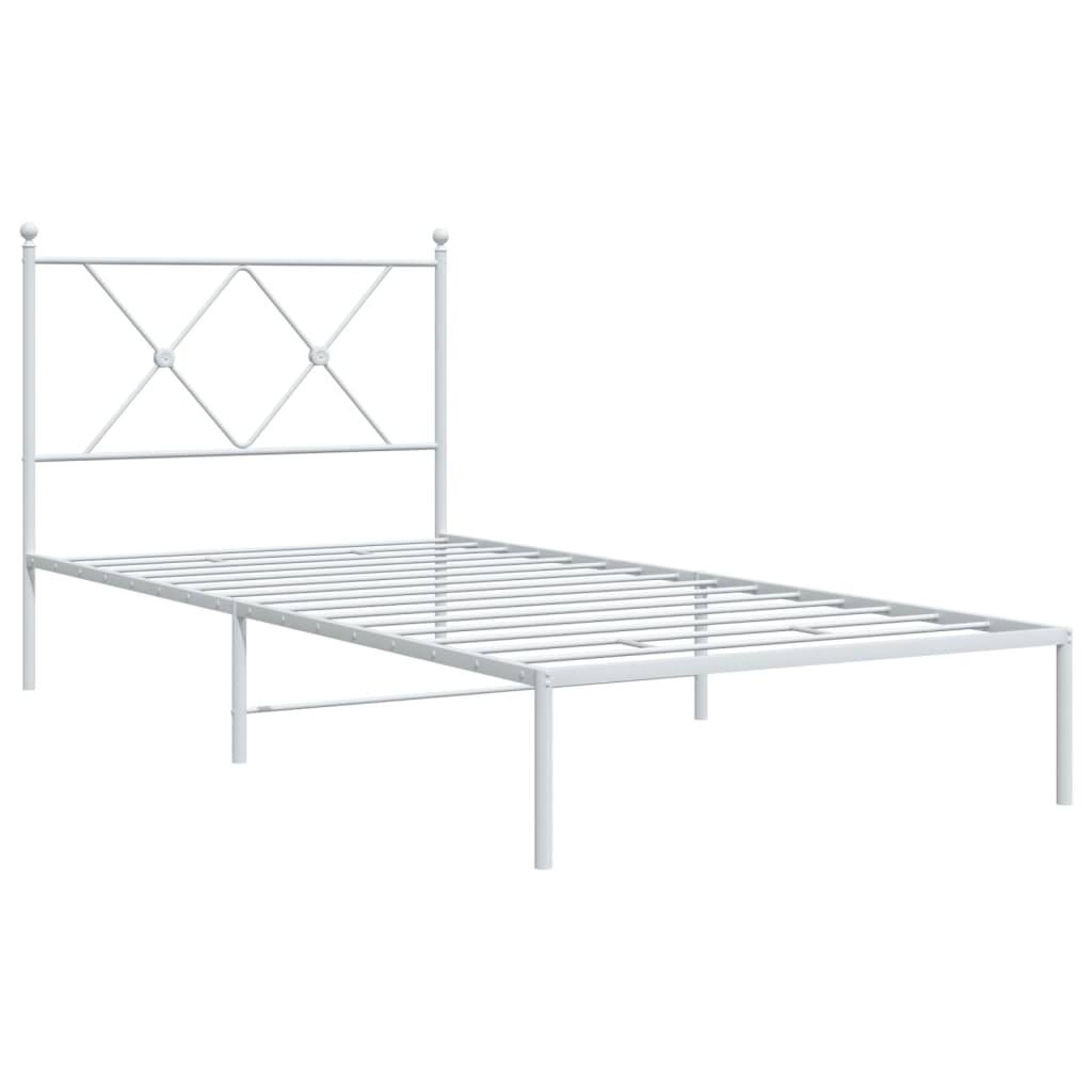 Estrutura de cama com cabeceira 90x200 cm metal branco