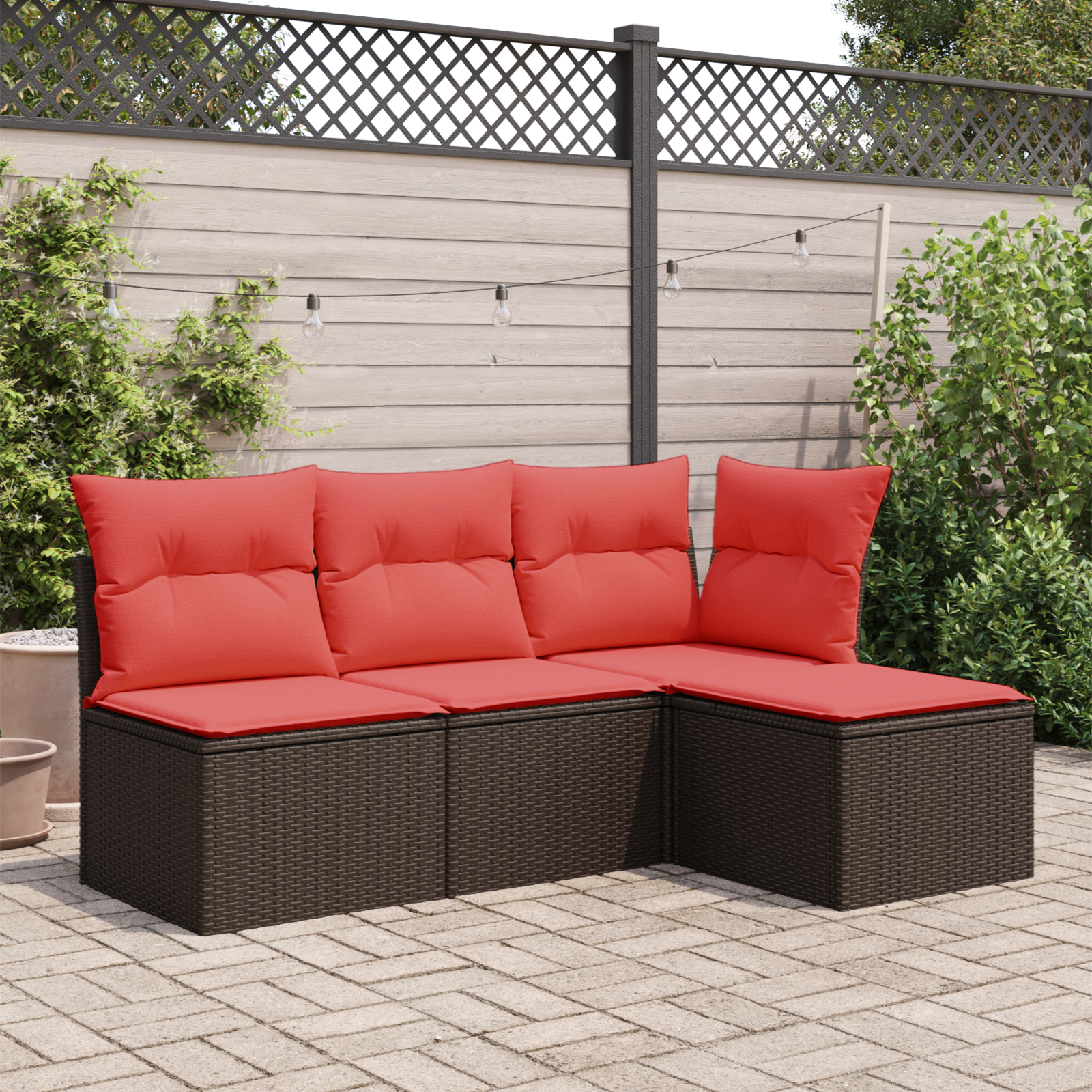 Banco de jardim com almofada marrom 55x55x37 cm vime sintético