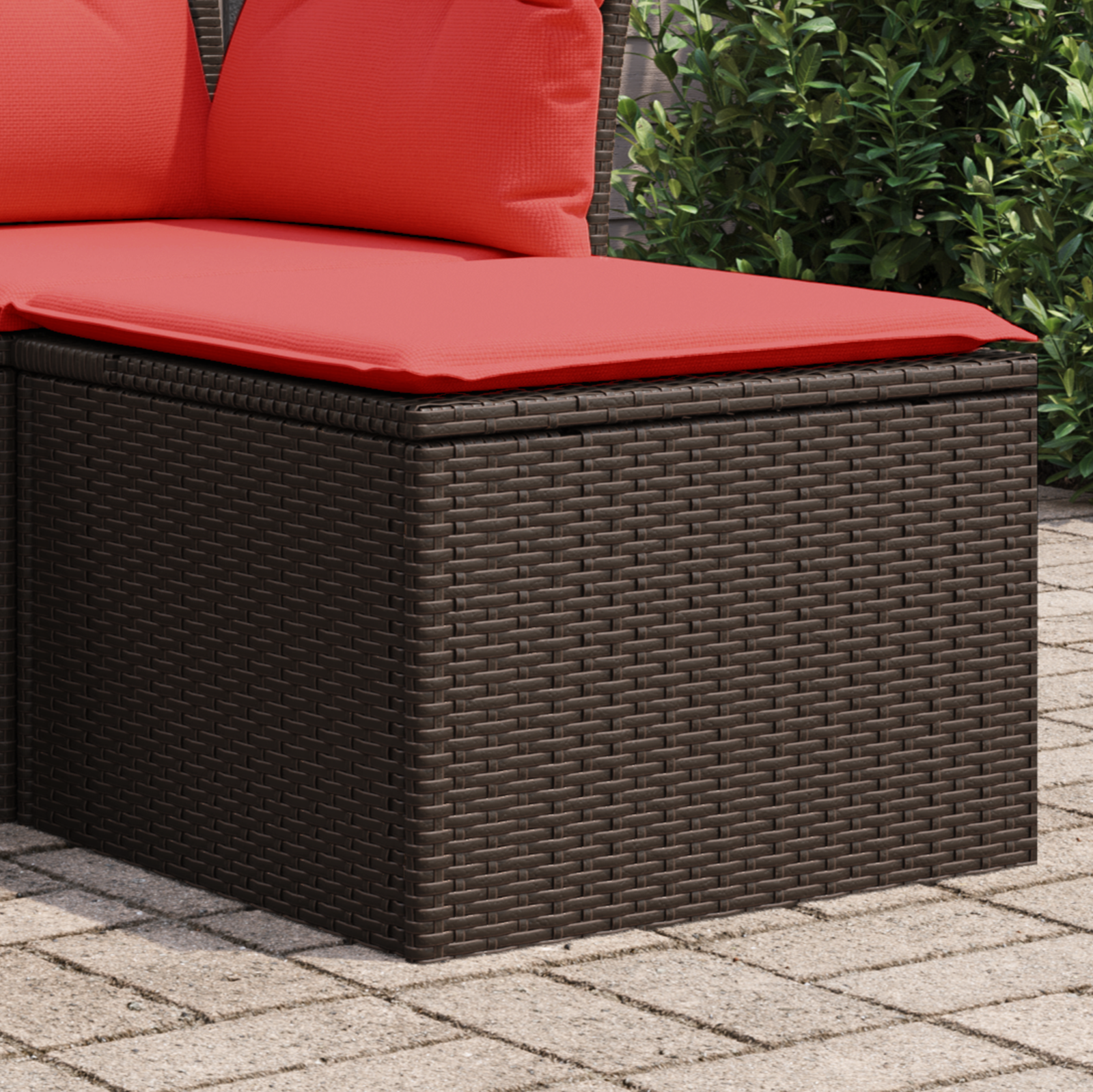 Banco de jardim com almofada marrom 55x55x37 cm vime sintético