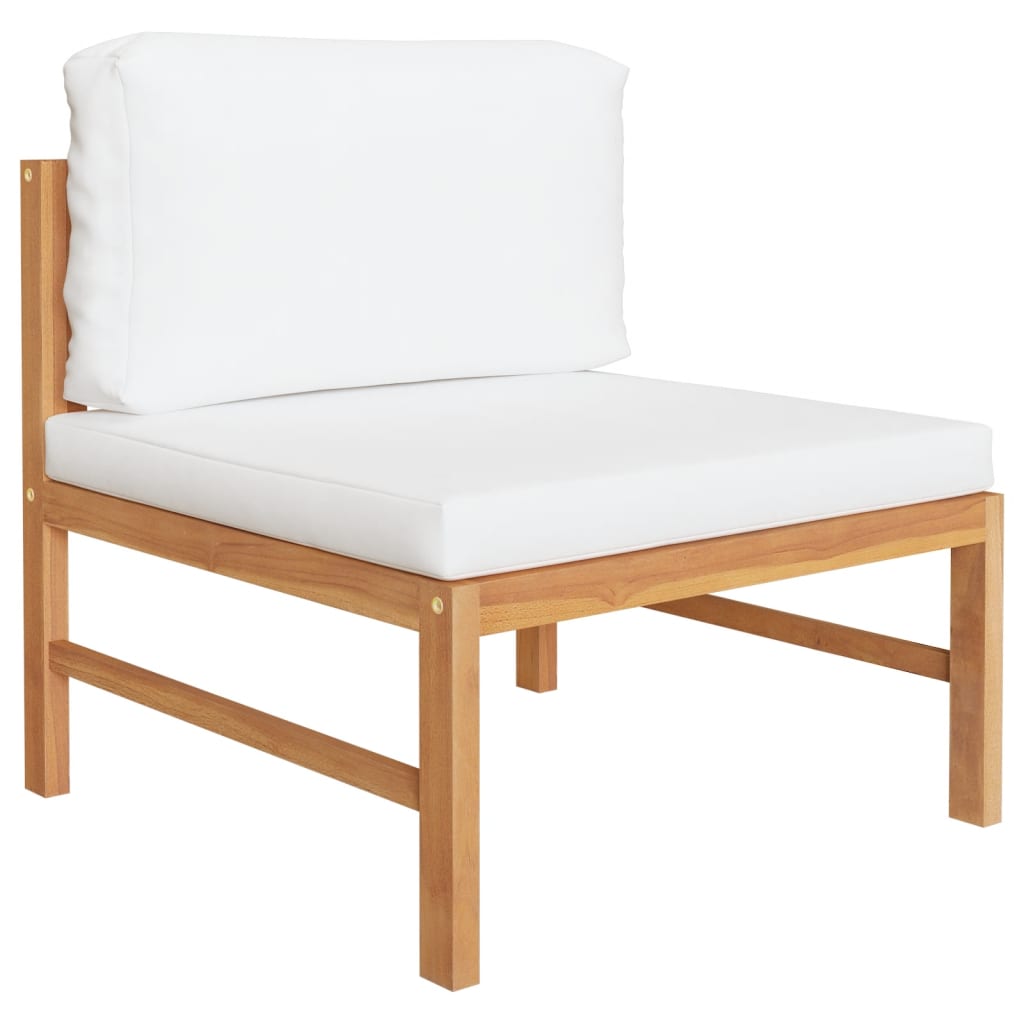 2 Pcs conj. lounge de jardim c/ almofadões cor creme teca