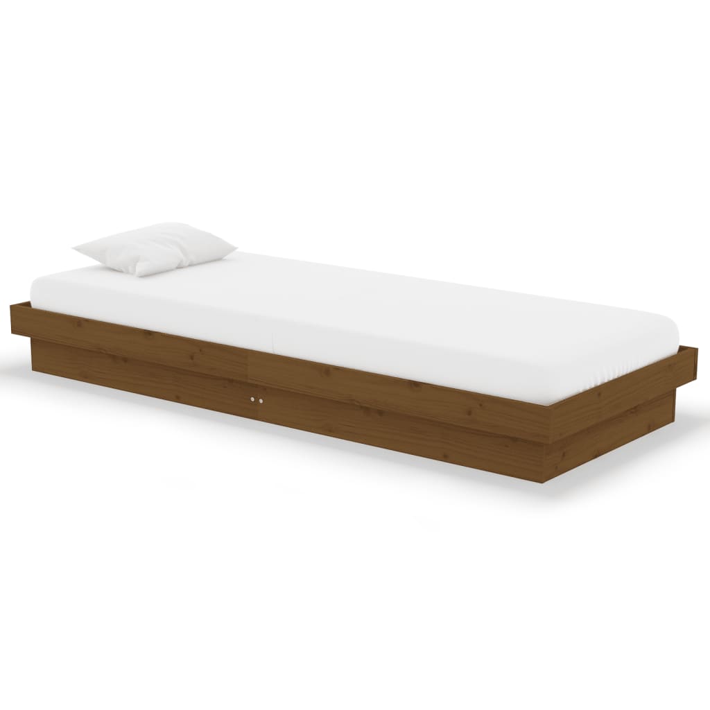Estrutura cama pequena solteiro 75x190 cm madeira castanho mel