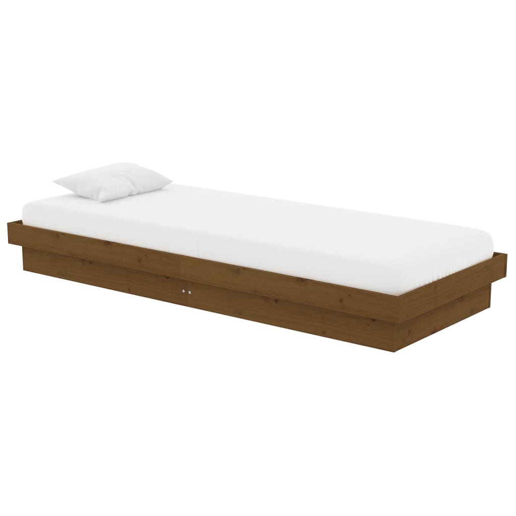 Estrutura cama pequena solteiro 75x190 cm madeira castanho mel
