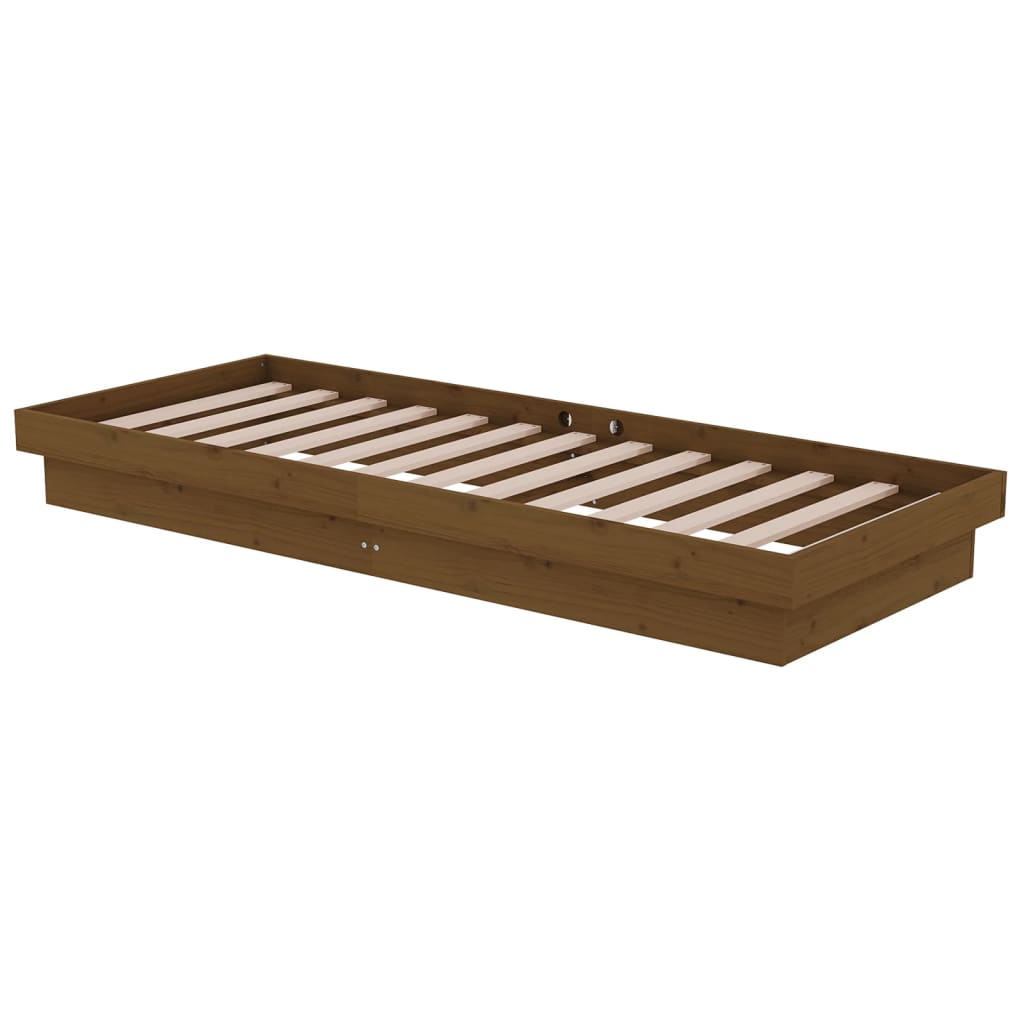 Estrutura cama pequena solteiro 75x190 cm madeira castanho mel