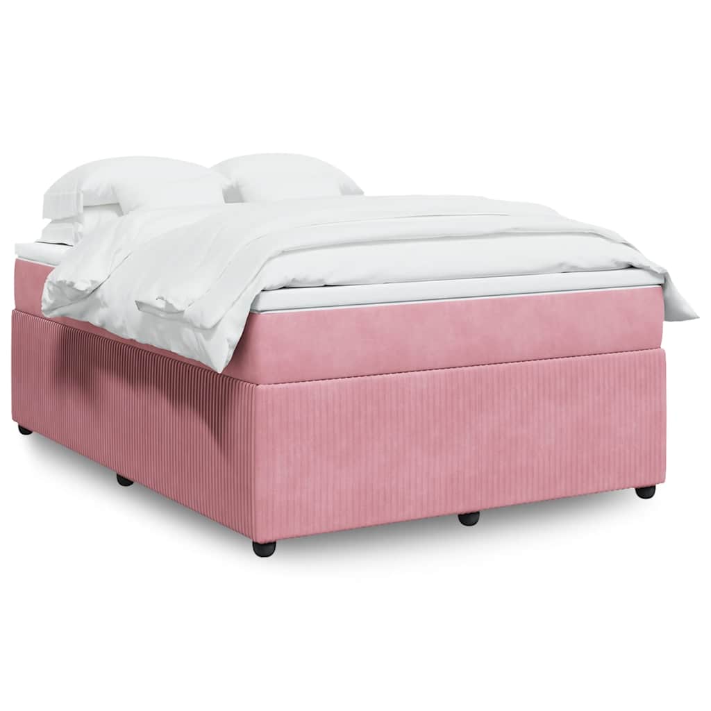Cama com molas/colchão 140x200 cm veludo rosa