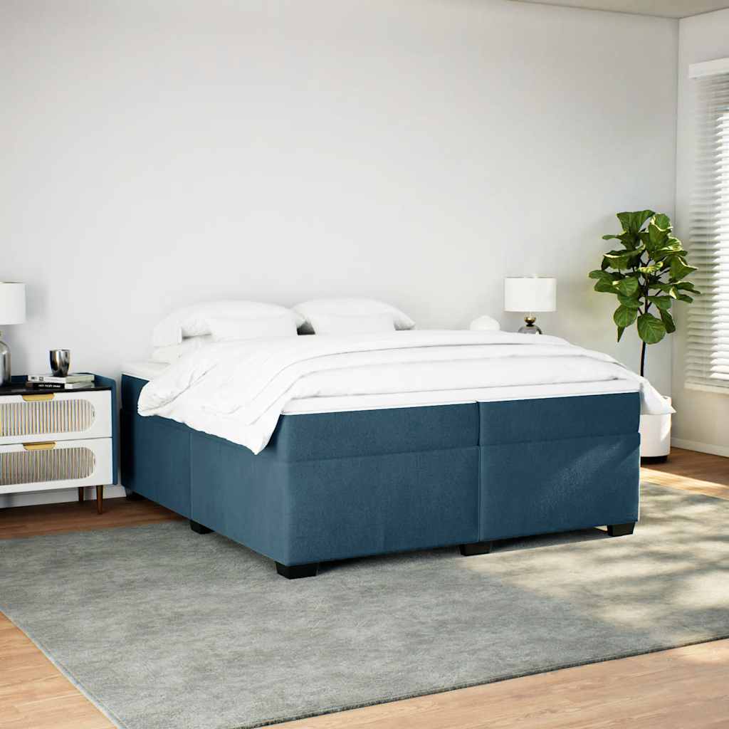 Cama com molas/colchão 200x200 cm veludo azul-escuro