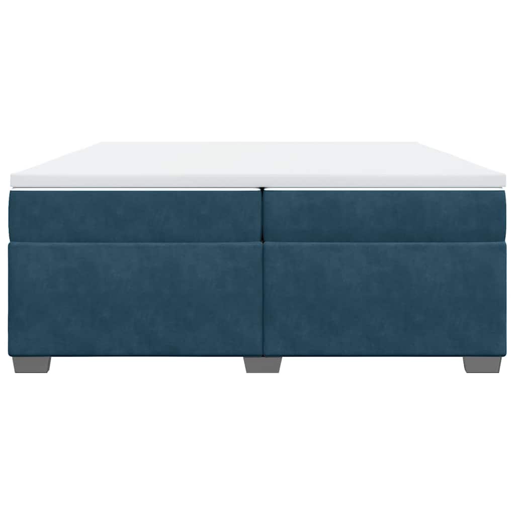 Cama com molas/colchão 200x200 cm veludo azul-escuro