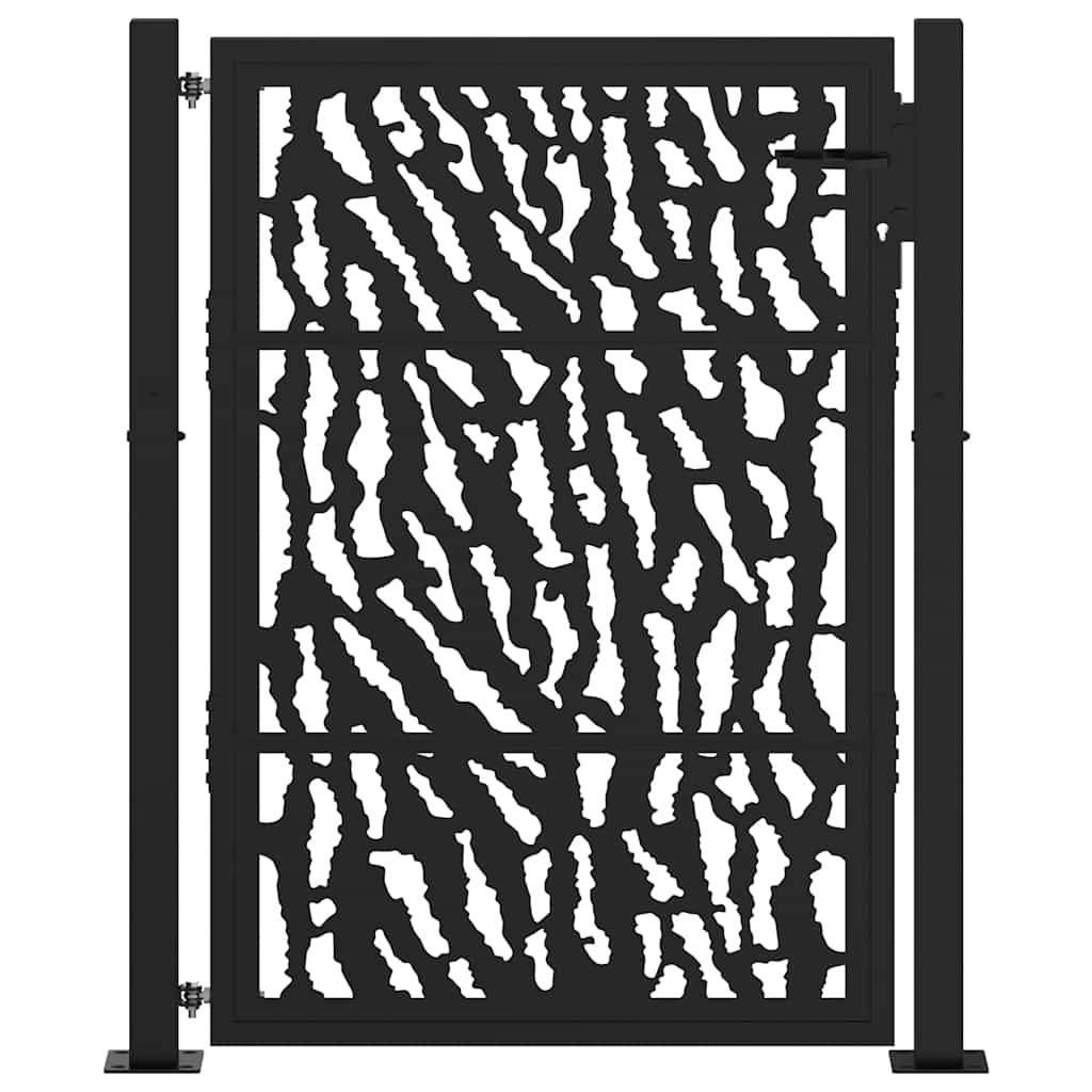 Portão de jardim preto 100x125 cm aço com design de rastros