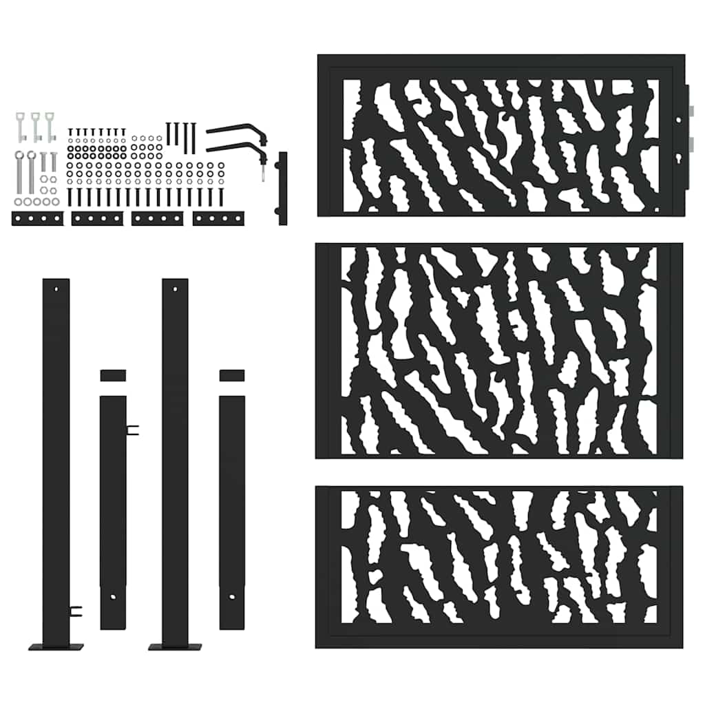 Portão de jardim preto 100x125 cm aço com design de rastros