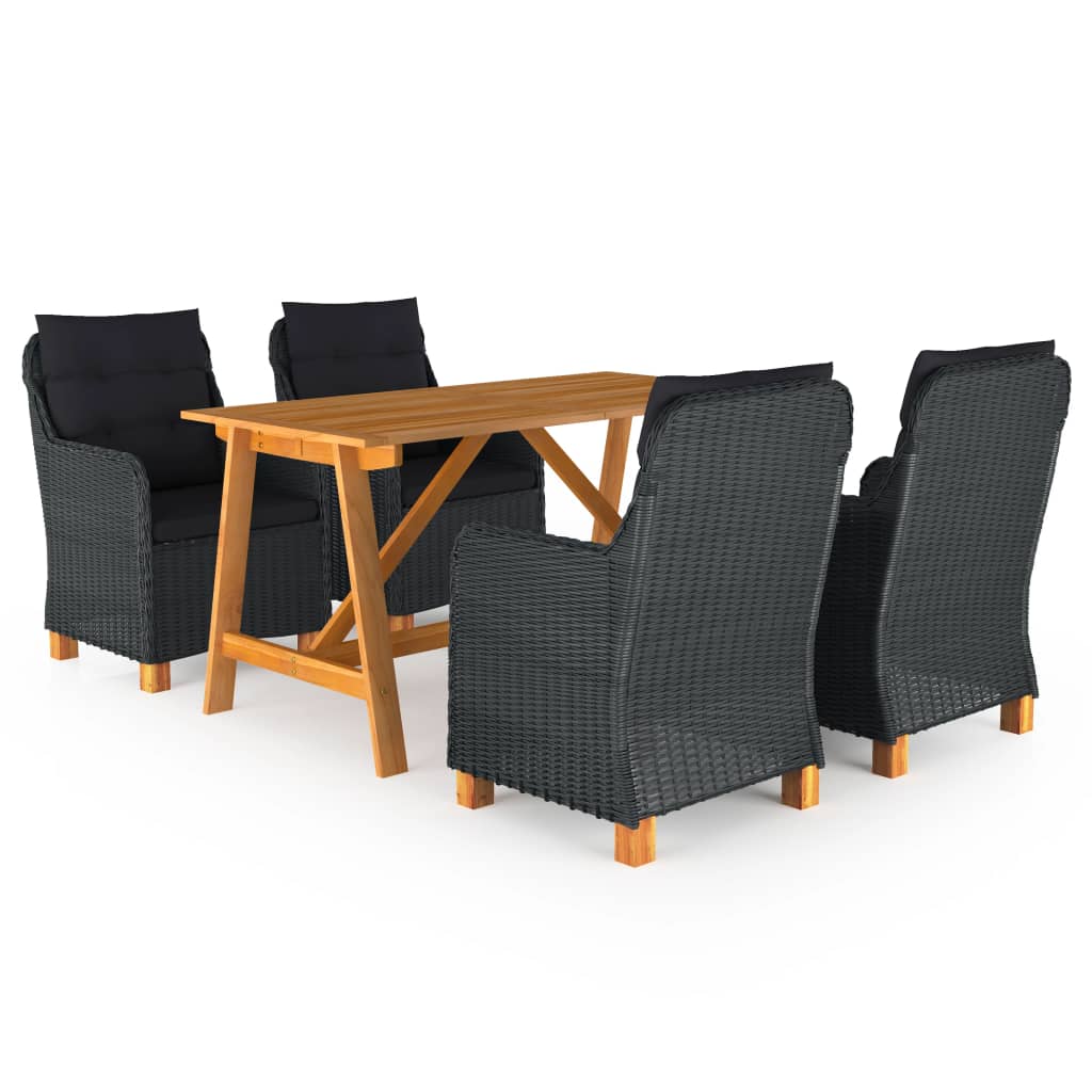 5 Pcs conjunto de jantar para jardim cinzento-escuro