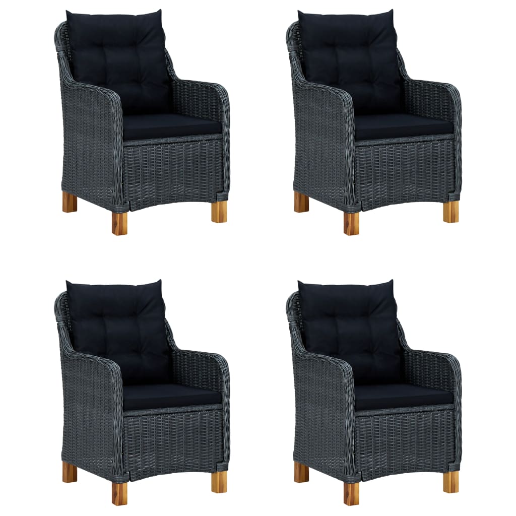 5 Pcs conjunto de jantar para jardim cinzento-escuro