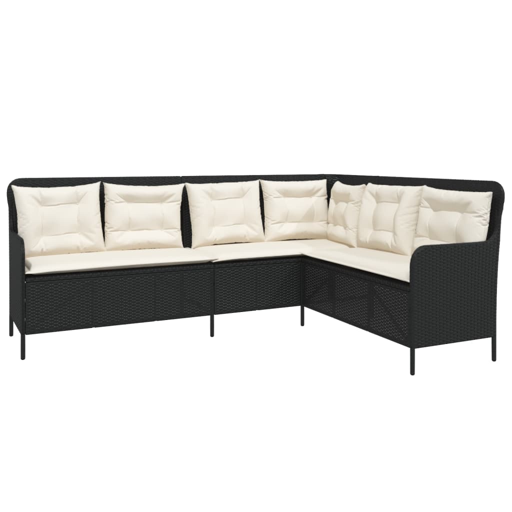 2 Pcs conjunto sofás de jardim com almofadões vime PE preto