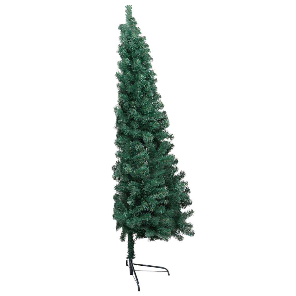 Meia árvore natal artificial pré-iluminada c/ bolas verde
