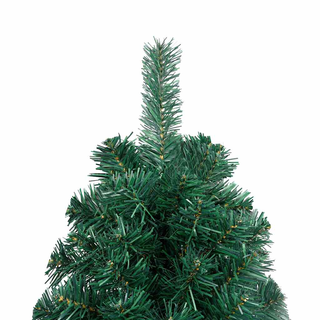 Meia árvore natal artificial pré-iluminada c/ bolas verde