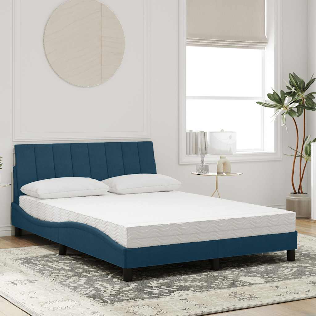 Cama com colchão hanko 140x200 cm veludo azul