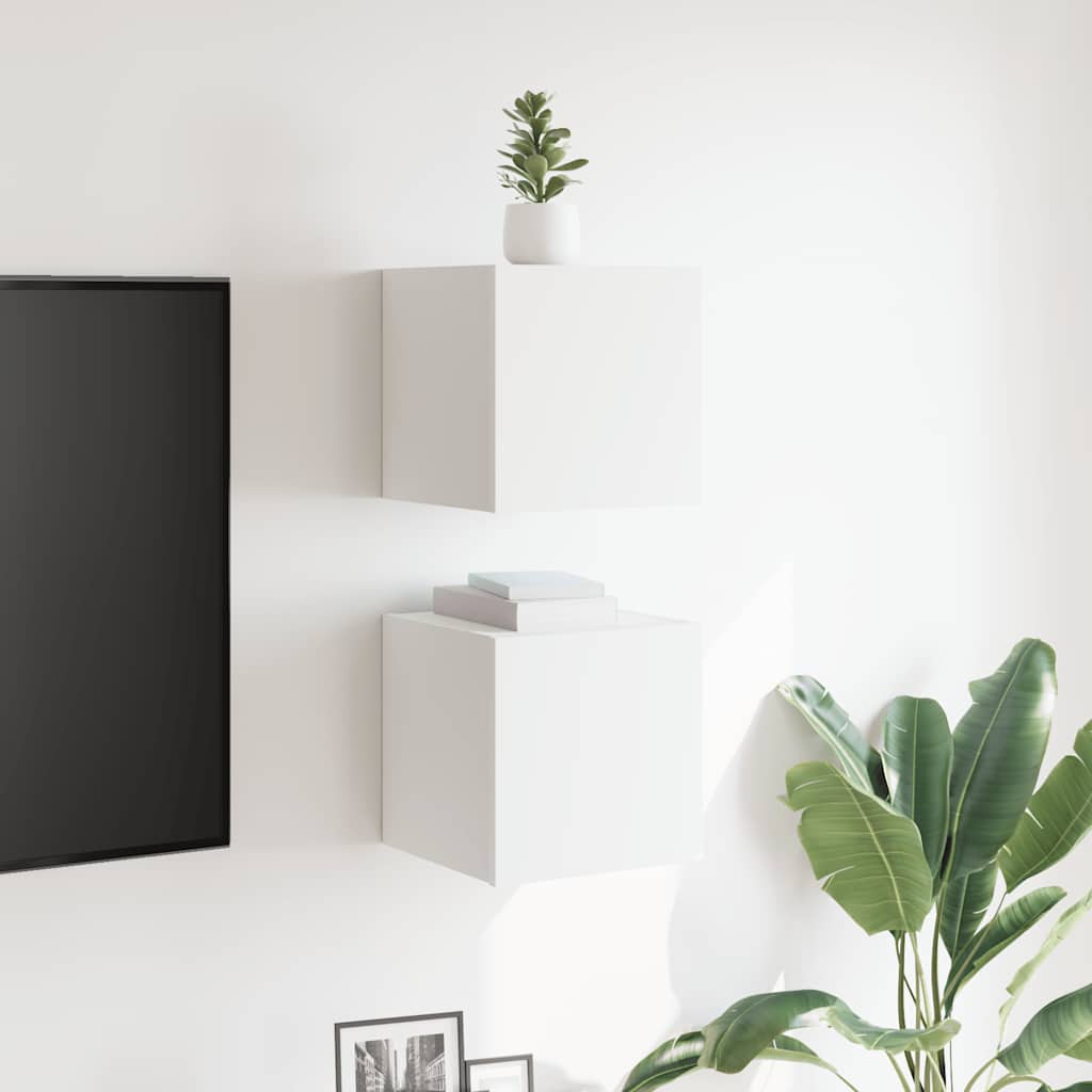 Móvel de TV de parede 2 pcs 30,5x30x30 cm branco
