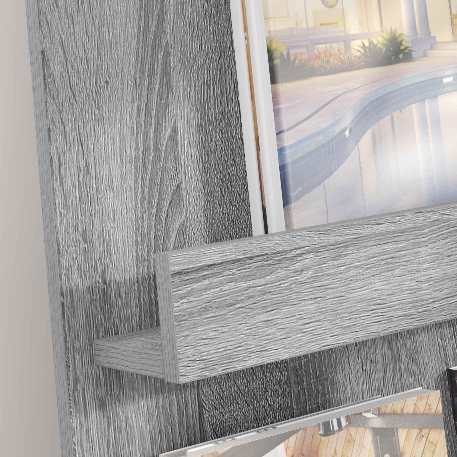 Estante de revistas cinza sonoma 51 x 11 x 102 cm