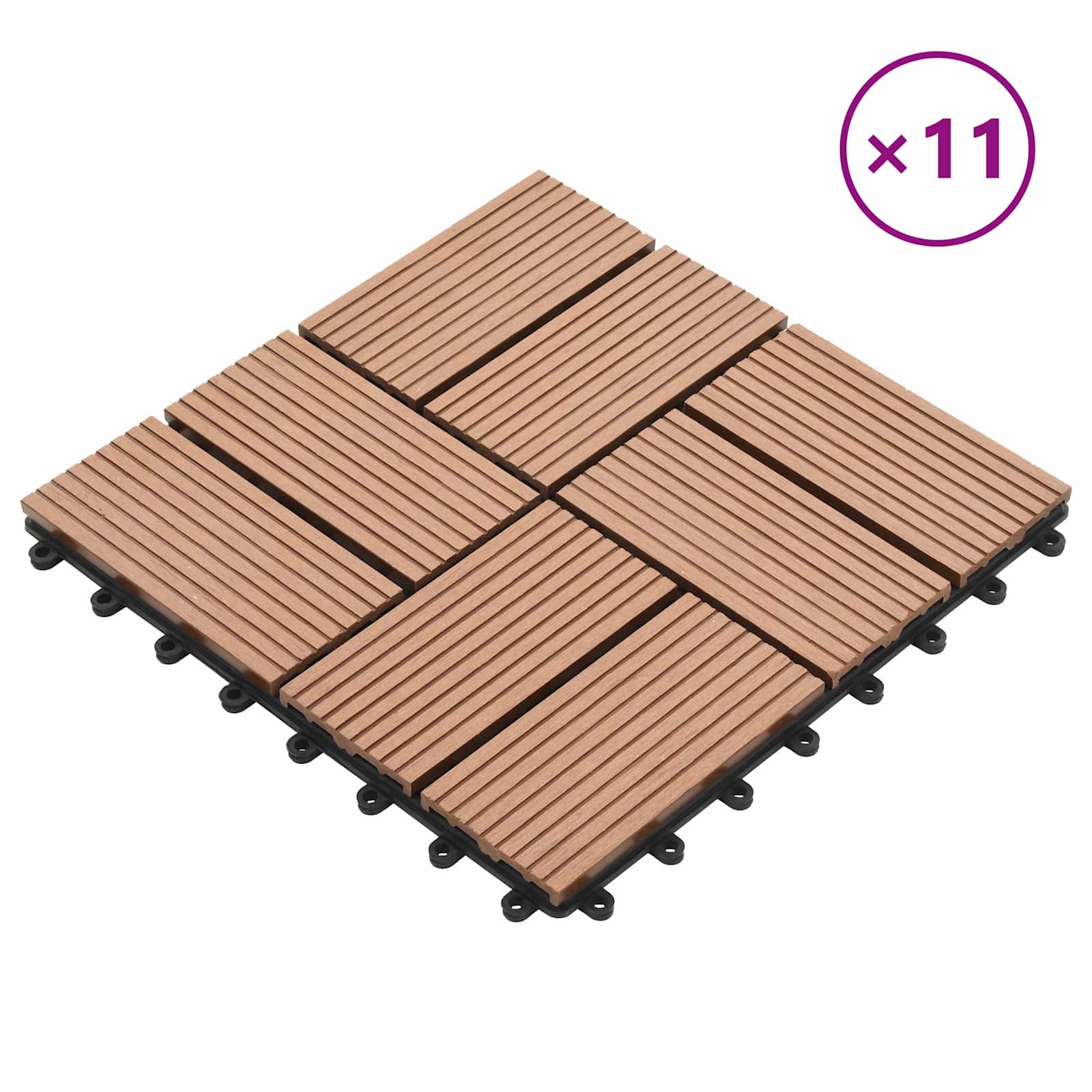 Telha de deck 11 unid. castanho 30 x 30 cm wpc