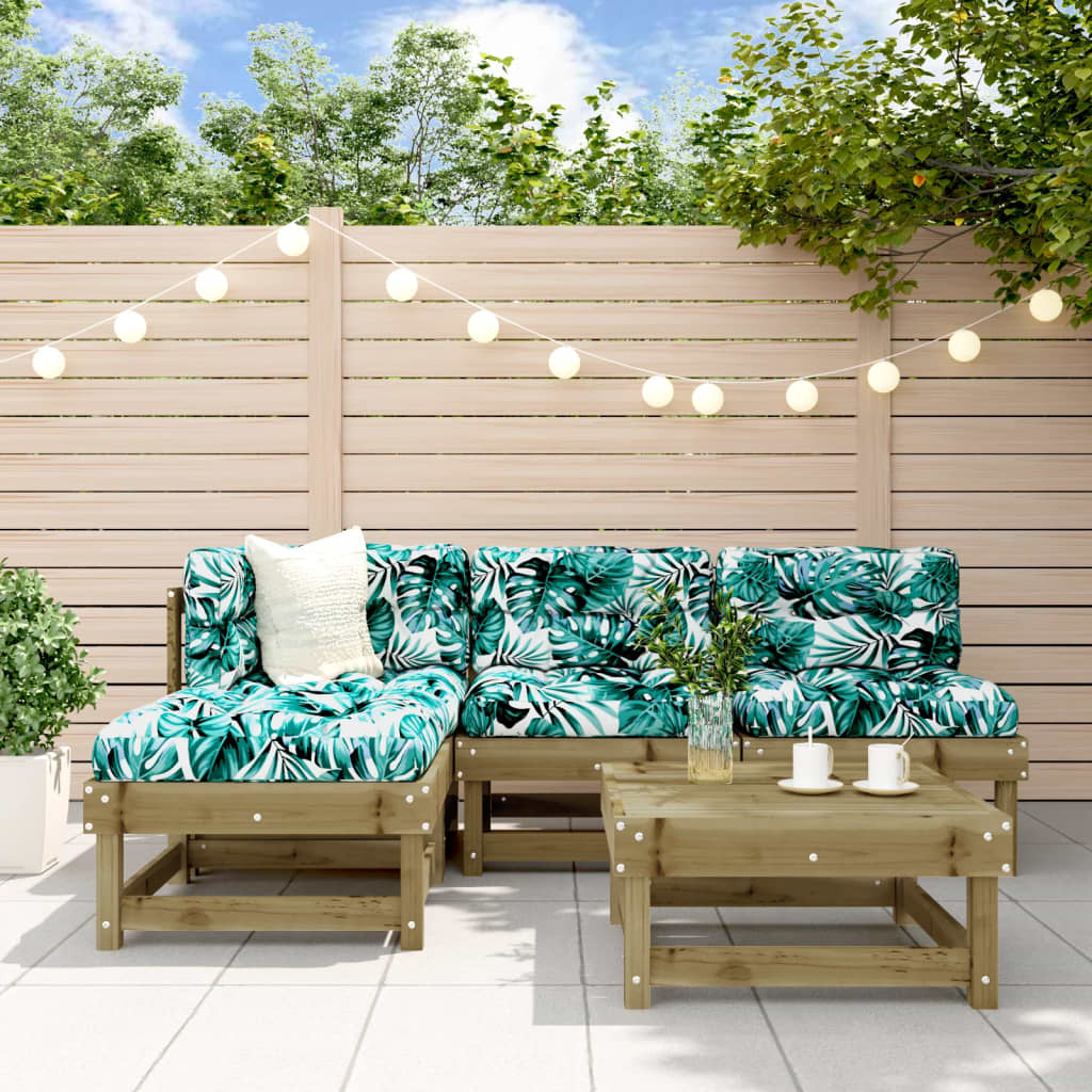 5 Pcs conjunto lounge de jardim madeira de pinho impregnada