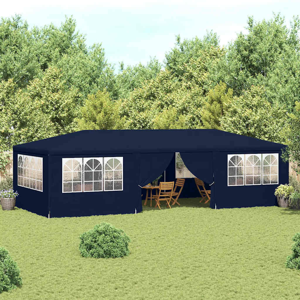 Tenda festas profissional c/ paredes laterais 4x9m 90g/m² azul