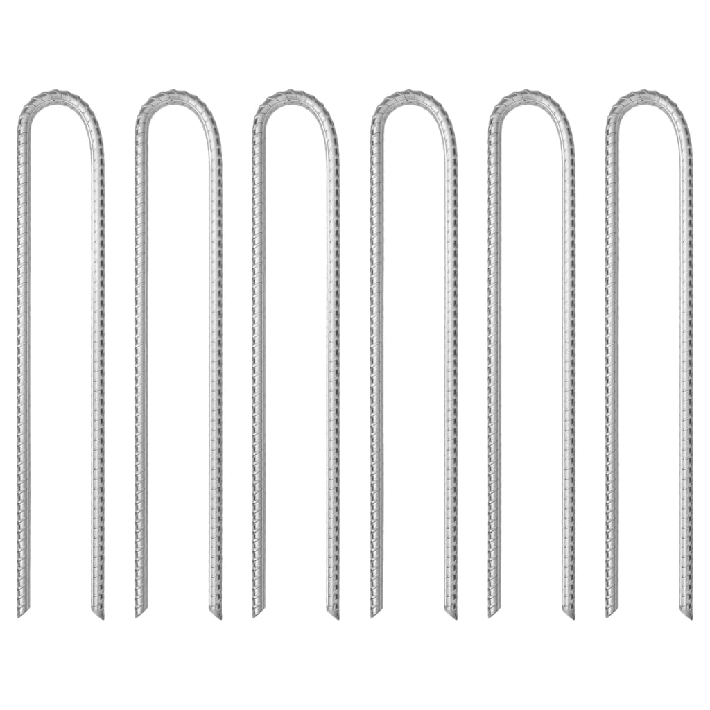 Estacas p/ tenda 6 pcs forma de u 37 cm ø10 mm aço galvanizado