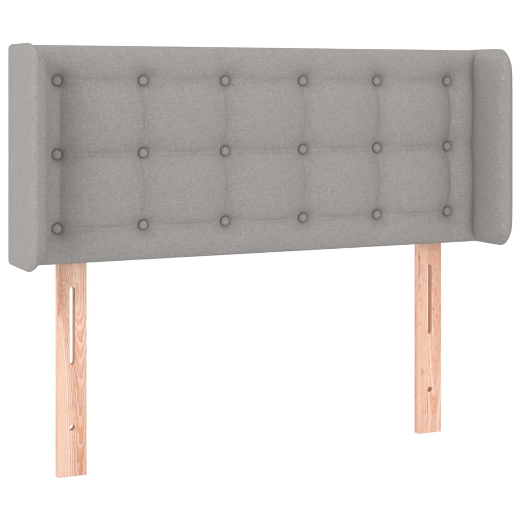 Cabeceira de cama c/ luzes LED tecido 93x16x78/88cm cinza-claro