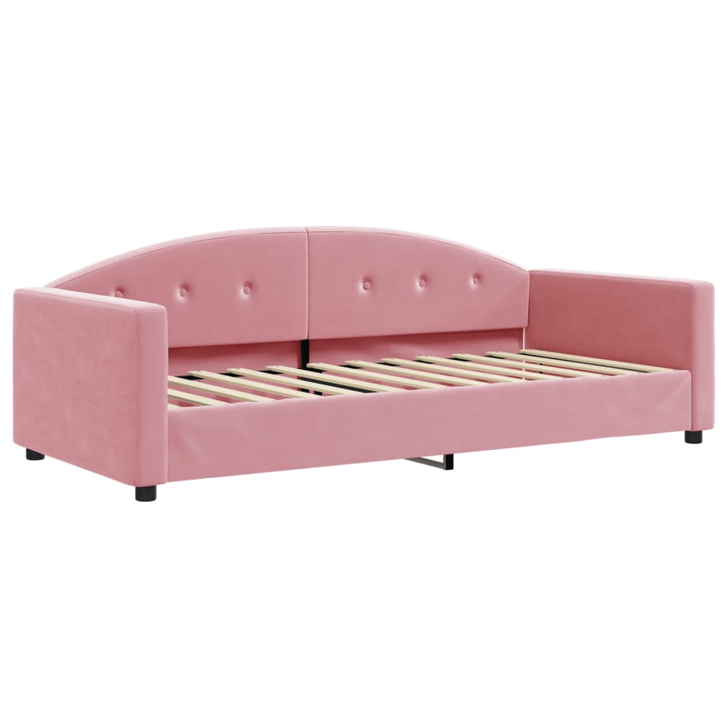 Sofá-cama com colchão 90x200 cm veludo rosa