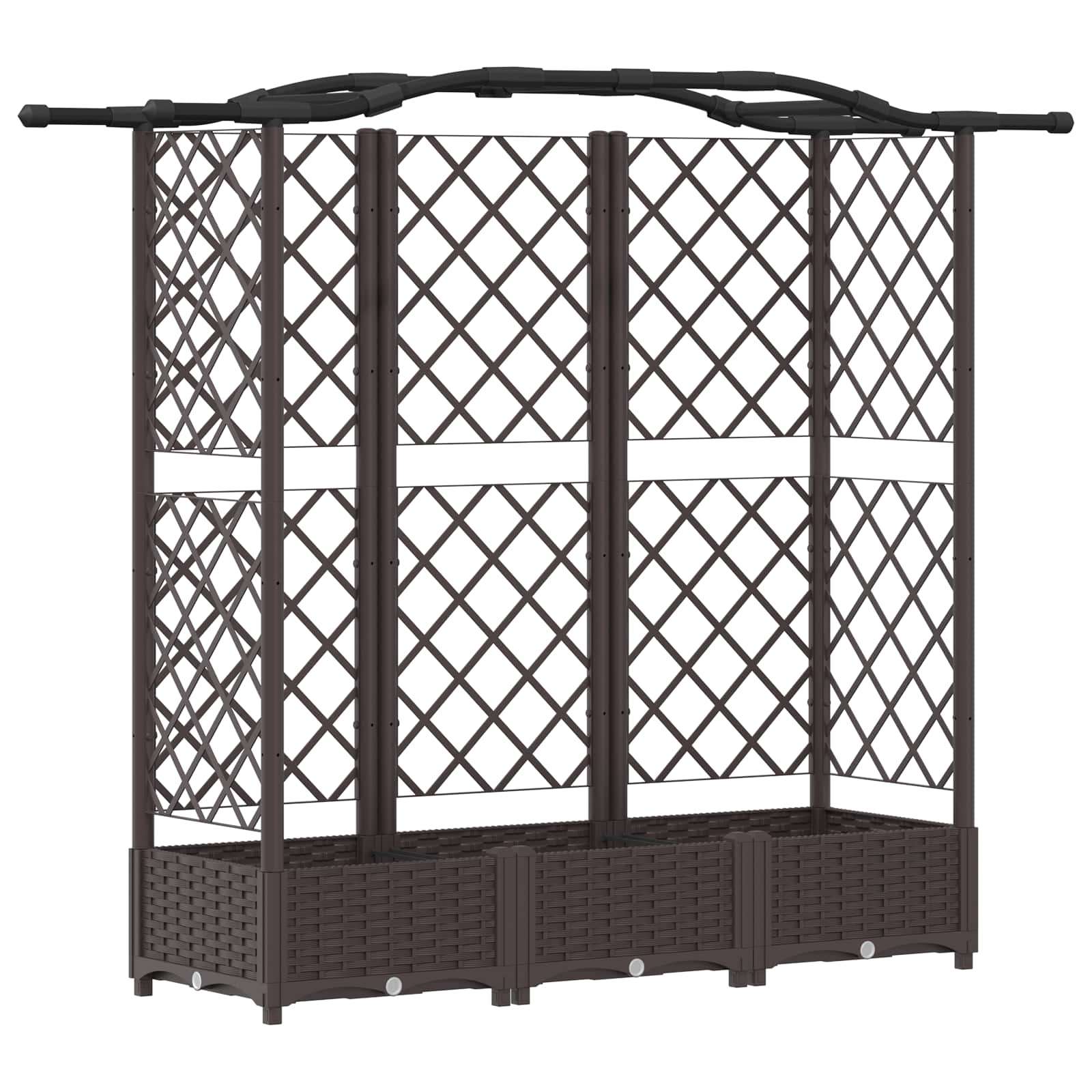 Cama elevada com treliça e telhado castanho 163 x 40 x 123 cm