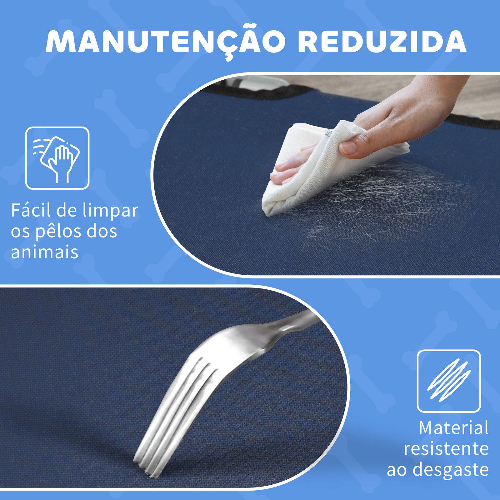 Cama elevada para cães com tecido oxford e estrutura de metal para interior e exterior 92x76x18 cm azul
