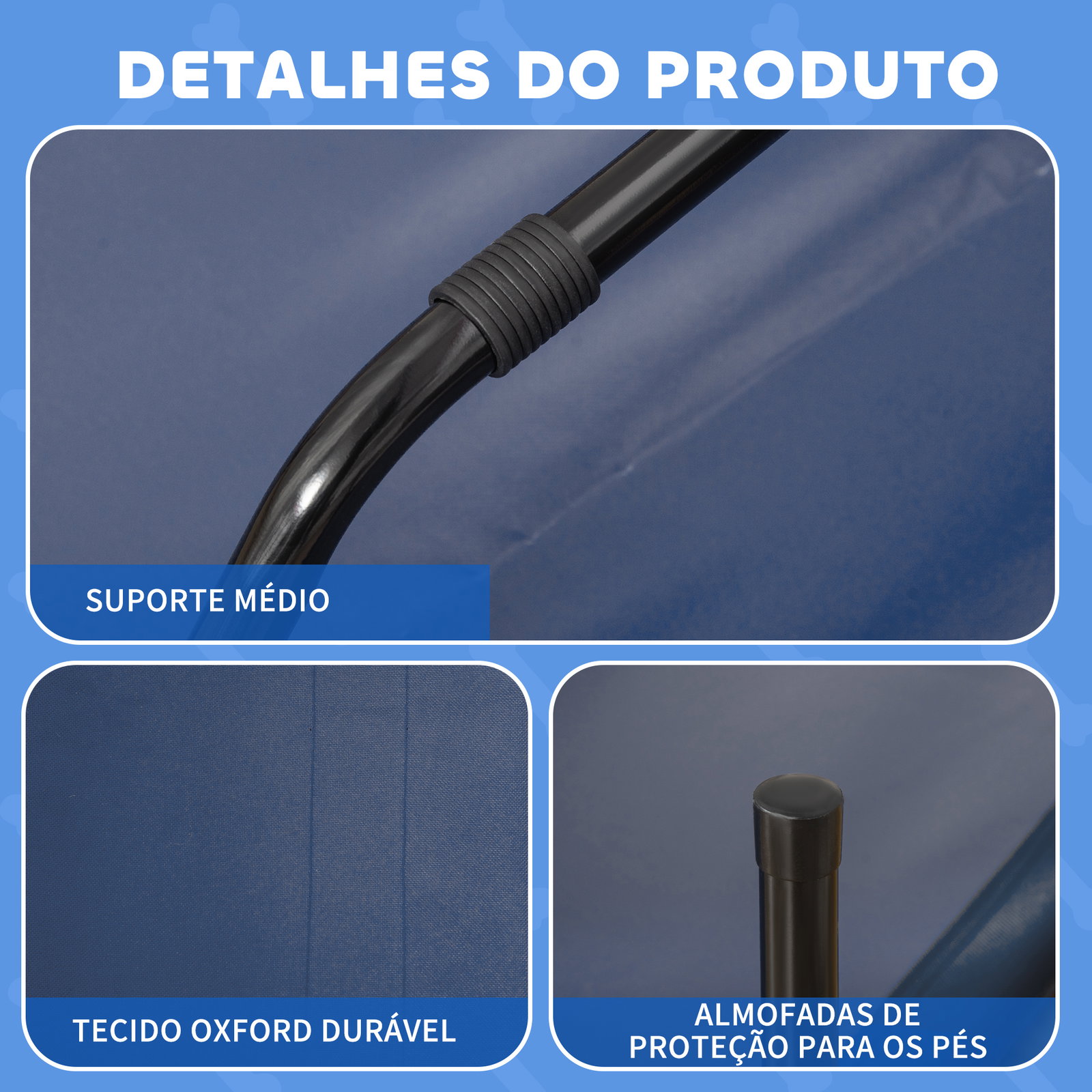 Cama elevada para cães com tecido oxford e estrutura de metal para interior e exterior 92x76x18 cm azul