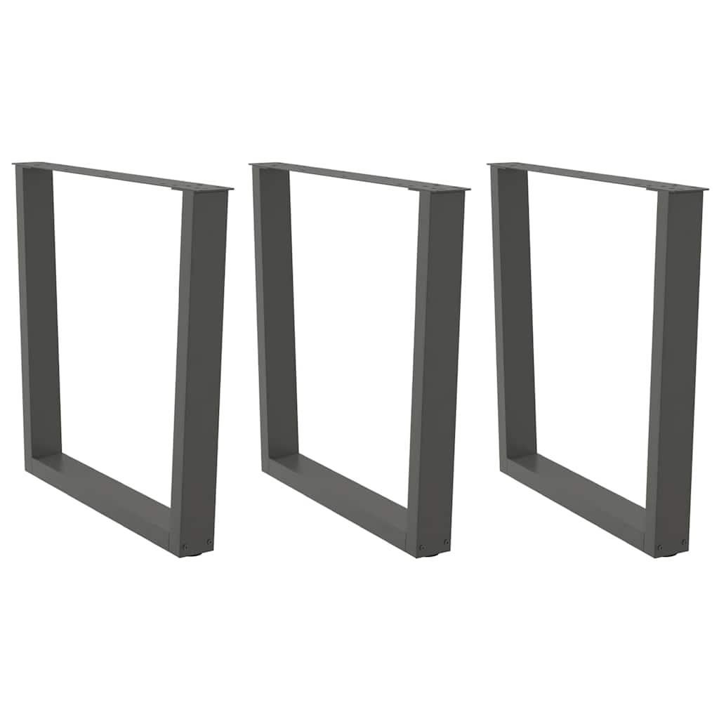 Pés para mesa de jantar em v, 3 peças, antracite, 90x (72-73,3) cm, aço