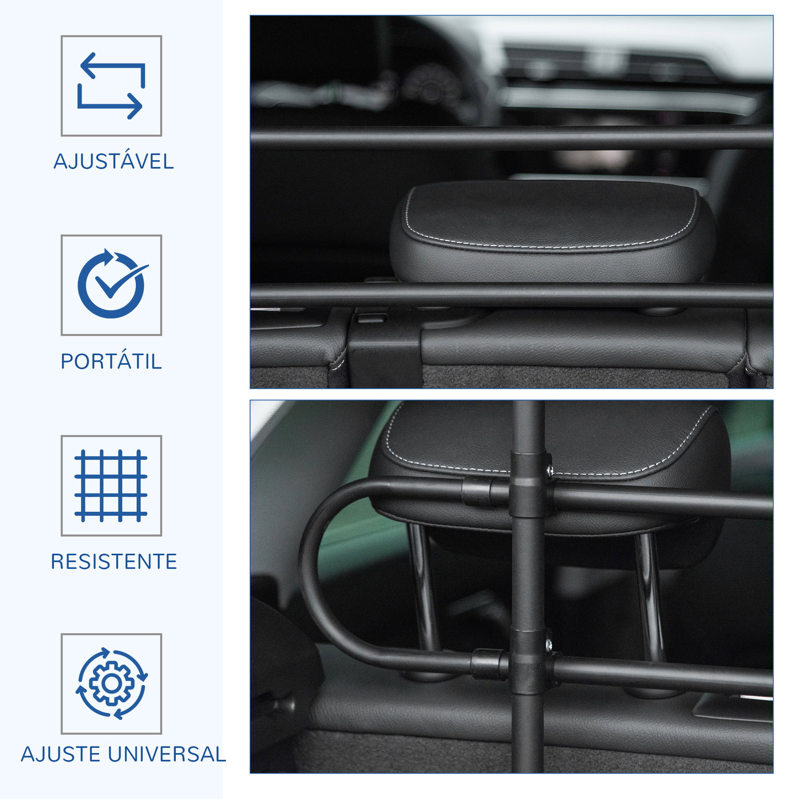 Grade de segurança de carro para cães ajustável em largura e altura 87-135x60x105cm grade separadora para porta malas de carro universal metal preto