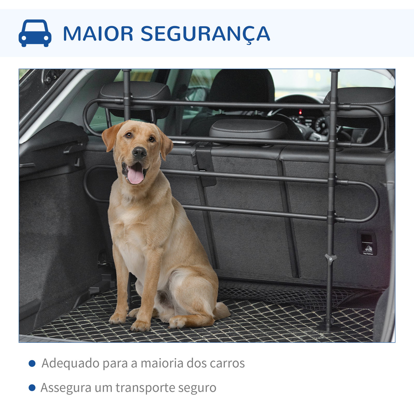 Grade de segurança de carro para cães ajustável em largura e altura 87-135x60x105cm grade separadora para porta malas de carro universal metal preto