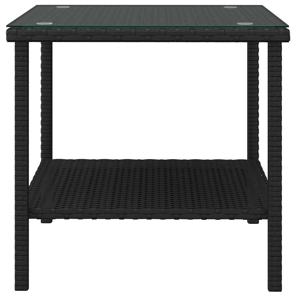 Mesa de apoio 45x45x45 cm vime PE e vidro temperado preto