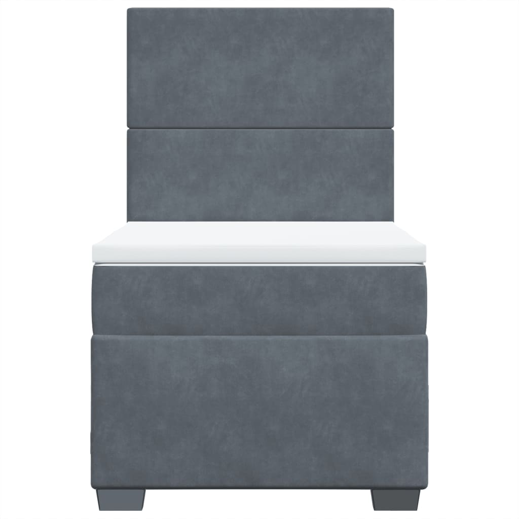 Cama com molas/colchão 90x200 cm veludo cinza-escuro