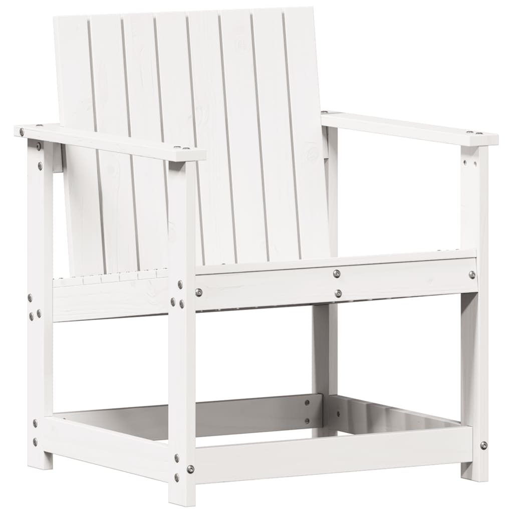 3 Pcs conjunto lounge de jardim madeira de pinho maciça branco