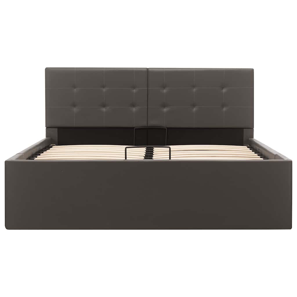 Cama hidráulica c/ arrumação 120x200cm couro artificial cinza