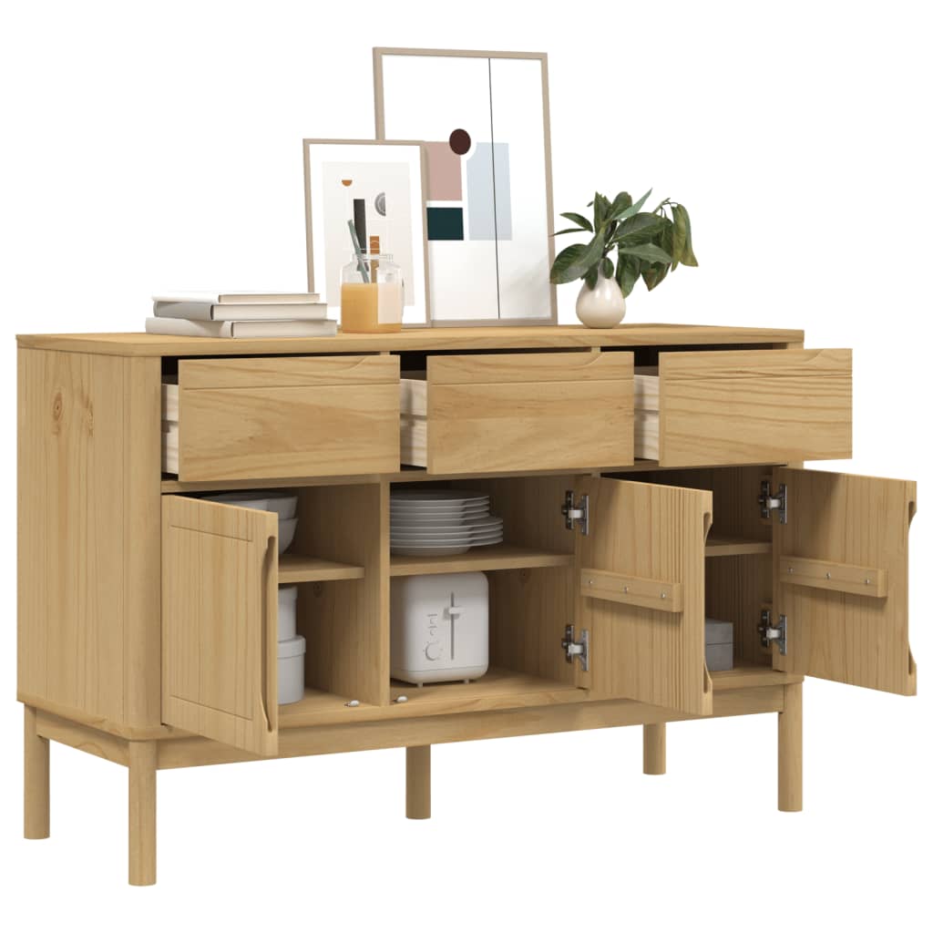 Aparador floro 114x43x74 cm pinho maciço castanho mel