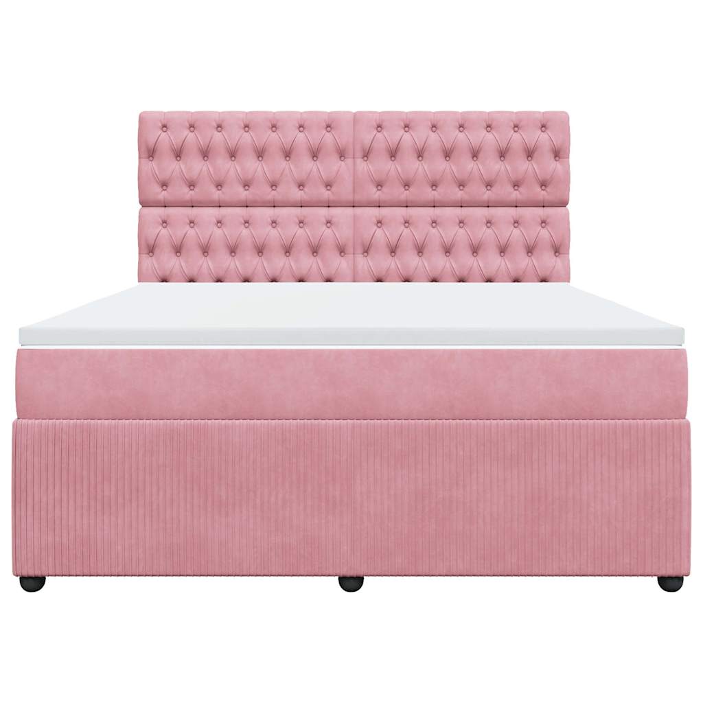 Cama com molas/colchão 180x200 cm veludo rosa