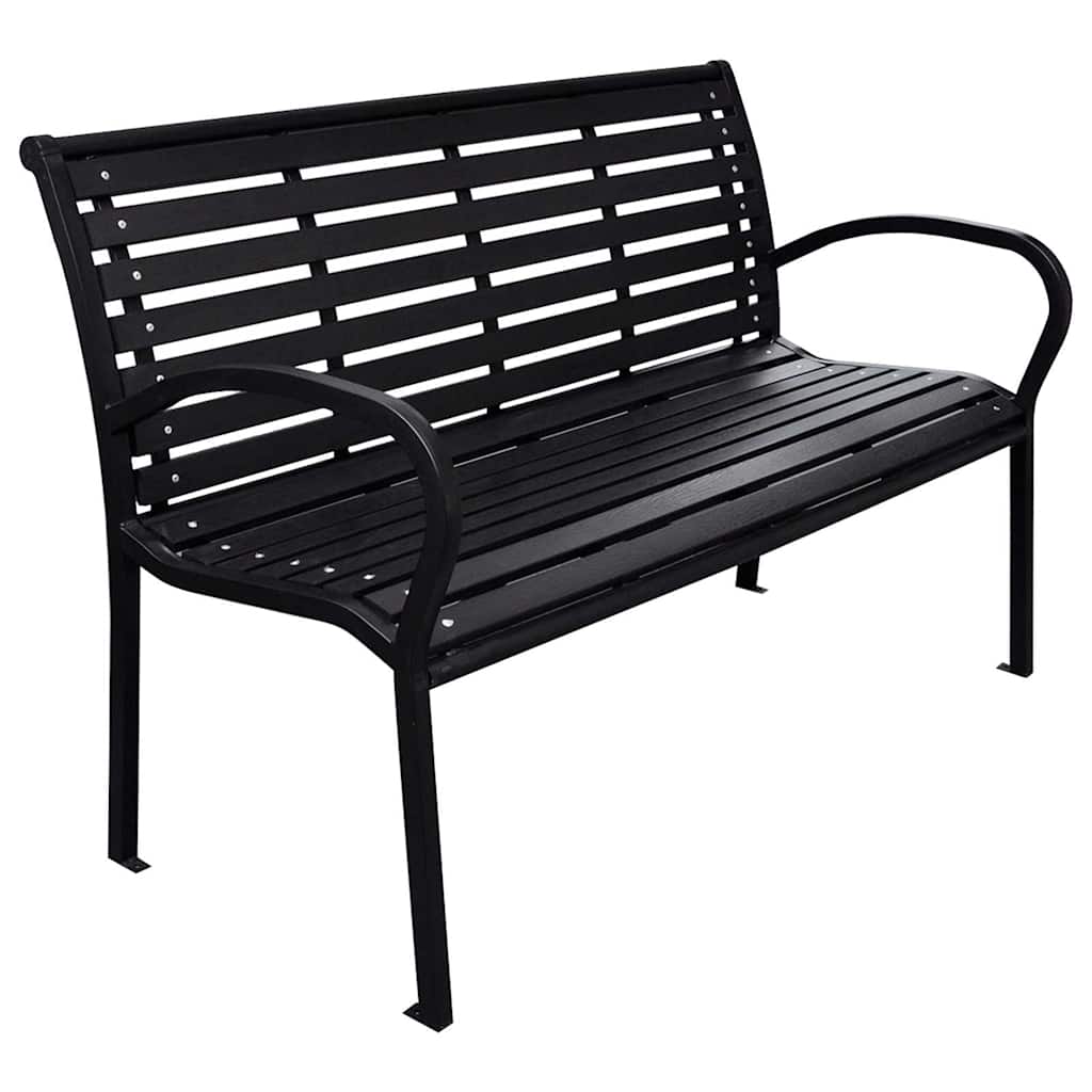 Banco de jardim 116 cm aço e wpc preto
