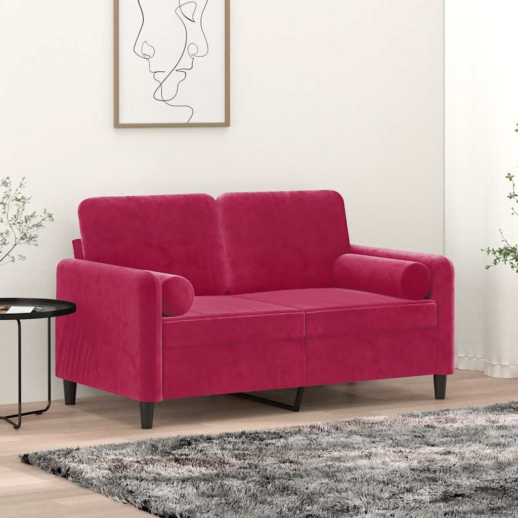Almofadas decorativas 2 pcs ø15x50 cm veludo vermelho tinto
