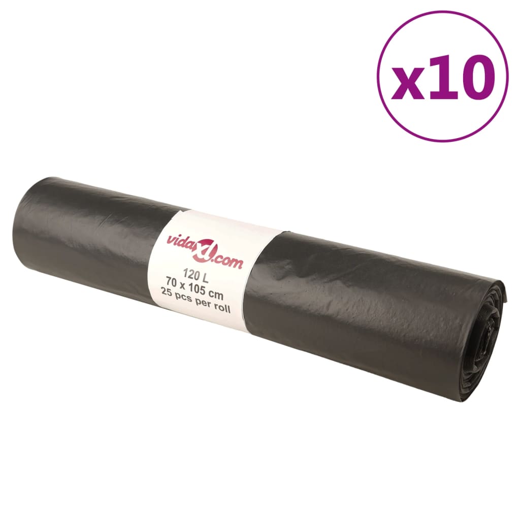Sacos do lixo 250 pcs 120 l preto