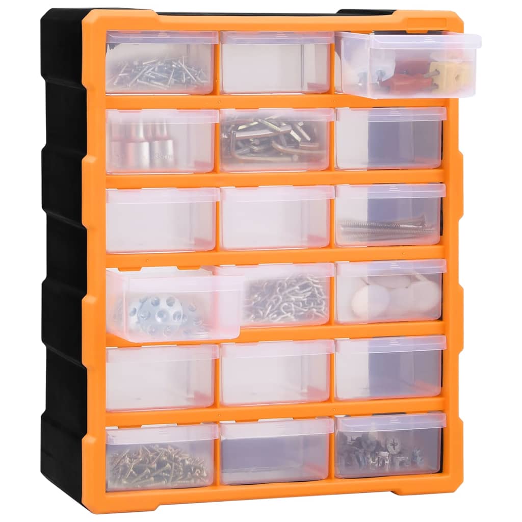 Caixa organizadora com 18 gavetas médias 38x16x47 cm