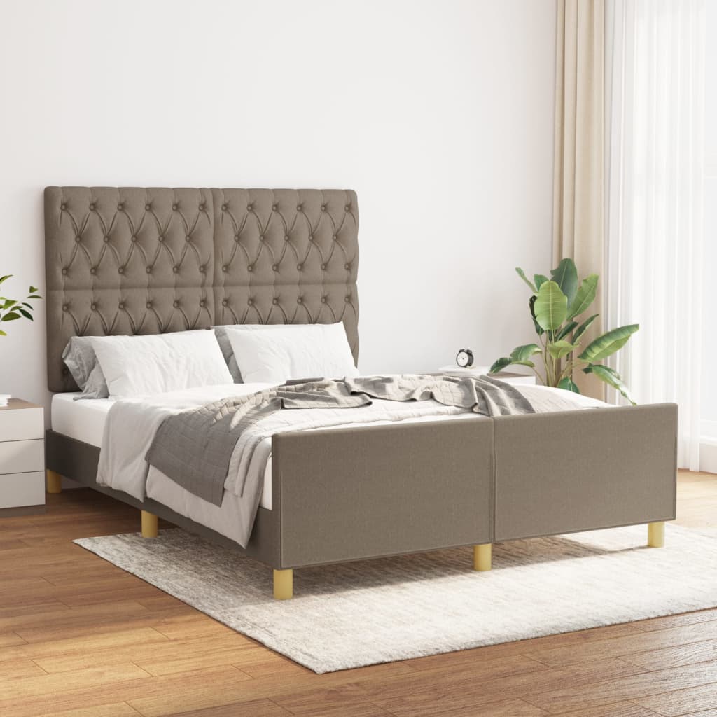 Cama sem colchão 140x200 cm tecido castanho-acinzentado